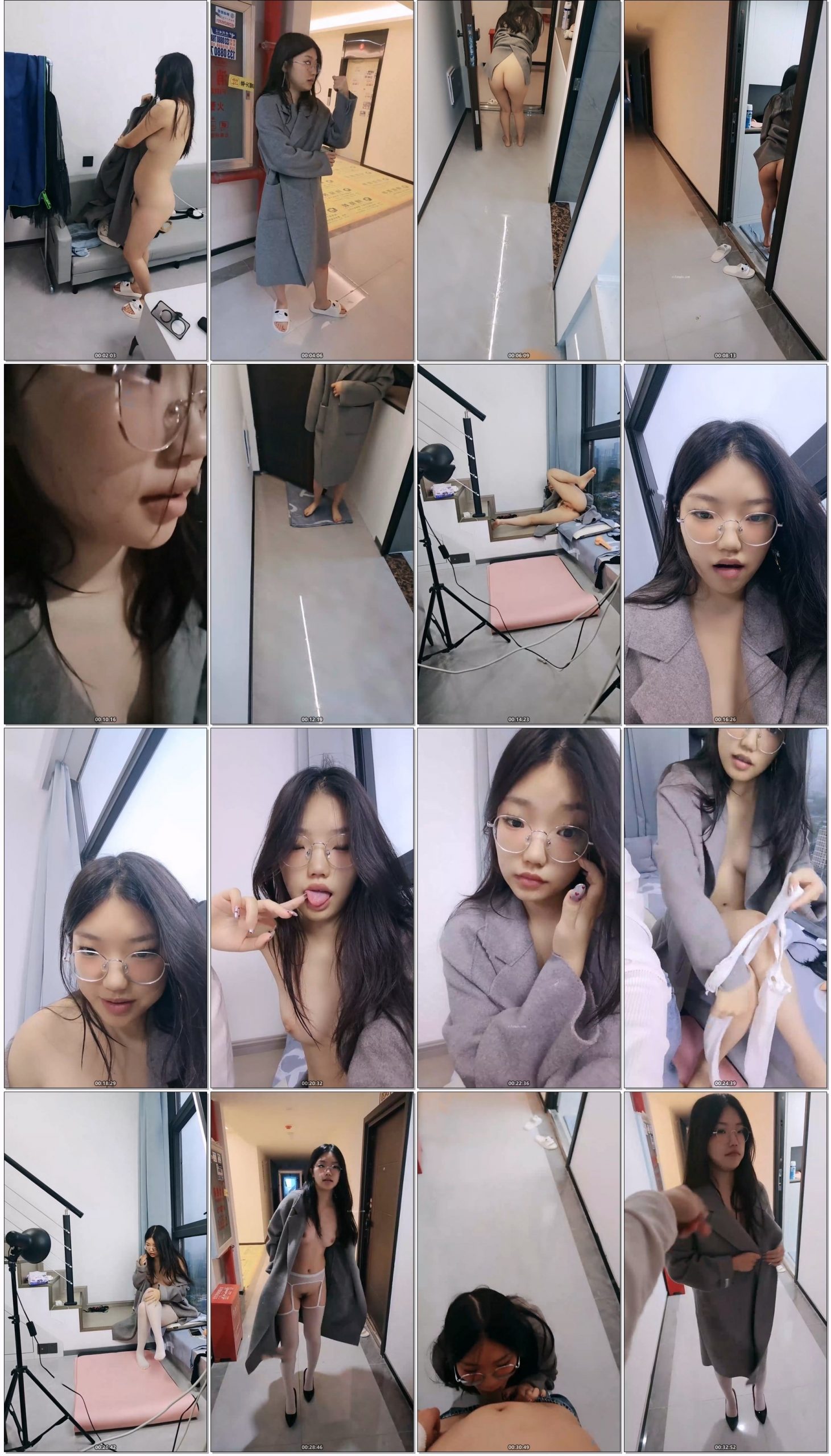 图片[4]-大学生情侣自拍 眼镜骚逼【洛洛】酒店走廊大玩露出，完美露脸，白丝肉臀表情淫-老宋小屋