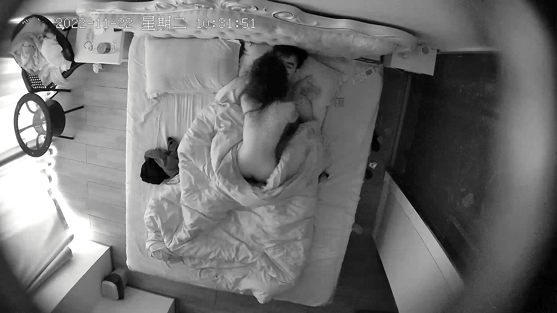 图片[3]-【安防酒店摄像头】小情侣爱晨炮，男睡着女照摇-老宋小屋